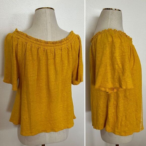 Sundance 100% Linen Yellow Embroidered "Dancing Garden Top" XS - Picture 3 of 3